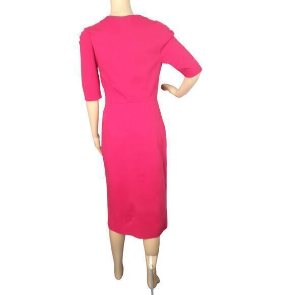 Diane Von Furstenberg Midi Dress Size 6 DVF‎ Flattering Stretch Sheath Pink - Picture 8 of 9